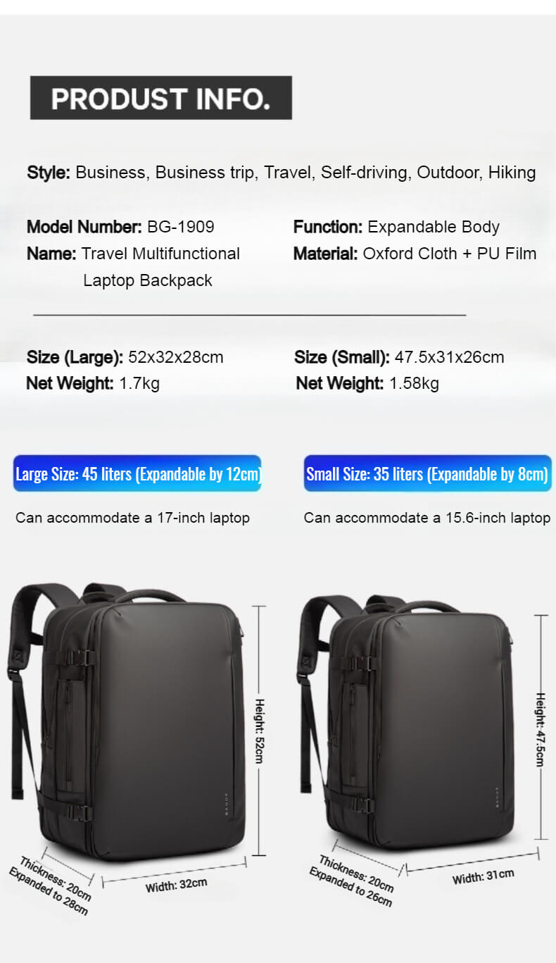 expandable travel backpack