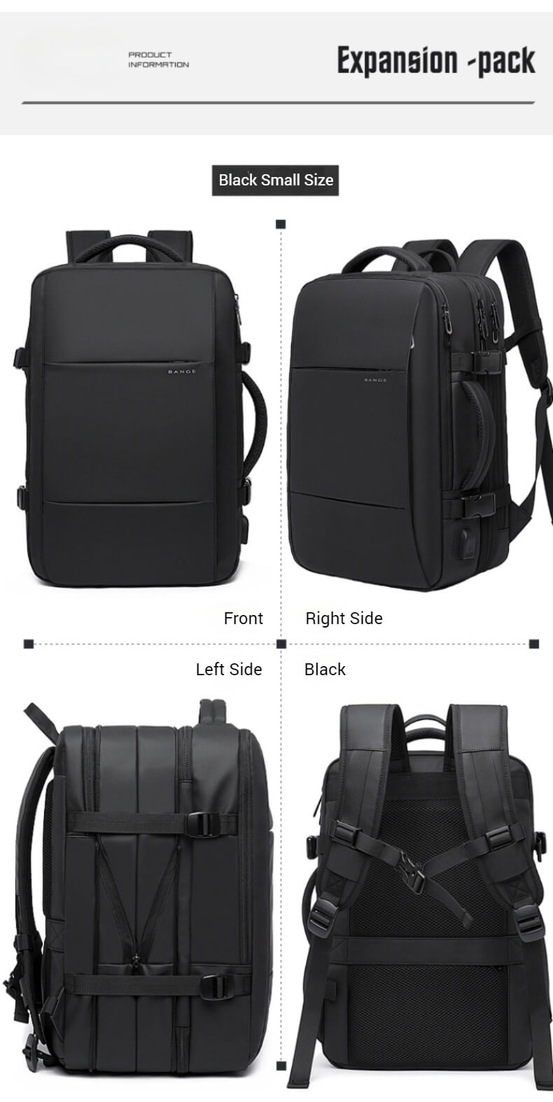 Expandable laptop backpack