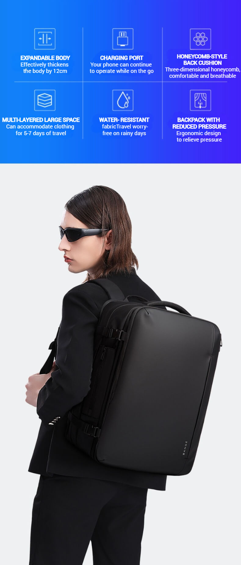 expandable travel backpack