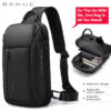 BANGE **Multi-Pocket Sling Bag** showcasing its multi-layer storage, water-repellent feature, and protective iPad pocket