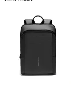 Mark Ryden Lightweight Backpack (0.78kg) front view in classic black, water-repellent Oxford fabric