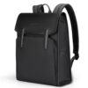 Minimalist Backpack by MARK RYDEN LIGHT LINE, classic black leather + Oxford fabric laptop backpack with magnetic buckle flap design