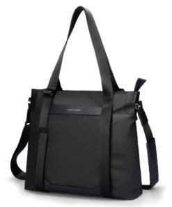 Mark Ryden MR569 Urban Tote Bag in classic black, 2-way carry tote with handheld straps and adjustable crossbody strap (front view)